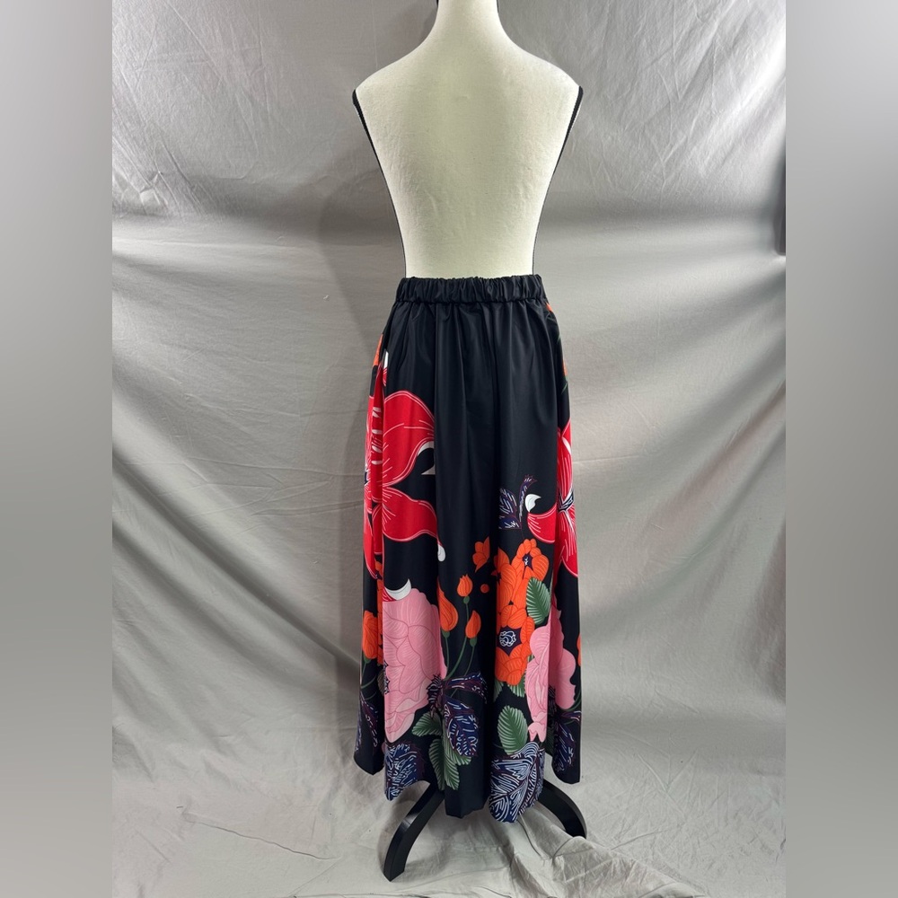 Boho Floral Print Women's Skirt Black - Picture 11 of 11